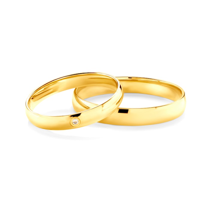 Obrączki ślubne: złote, półokrągłe, 3 mm