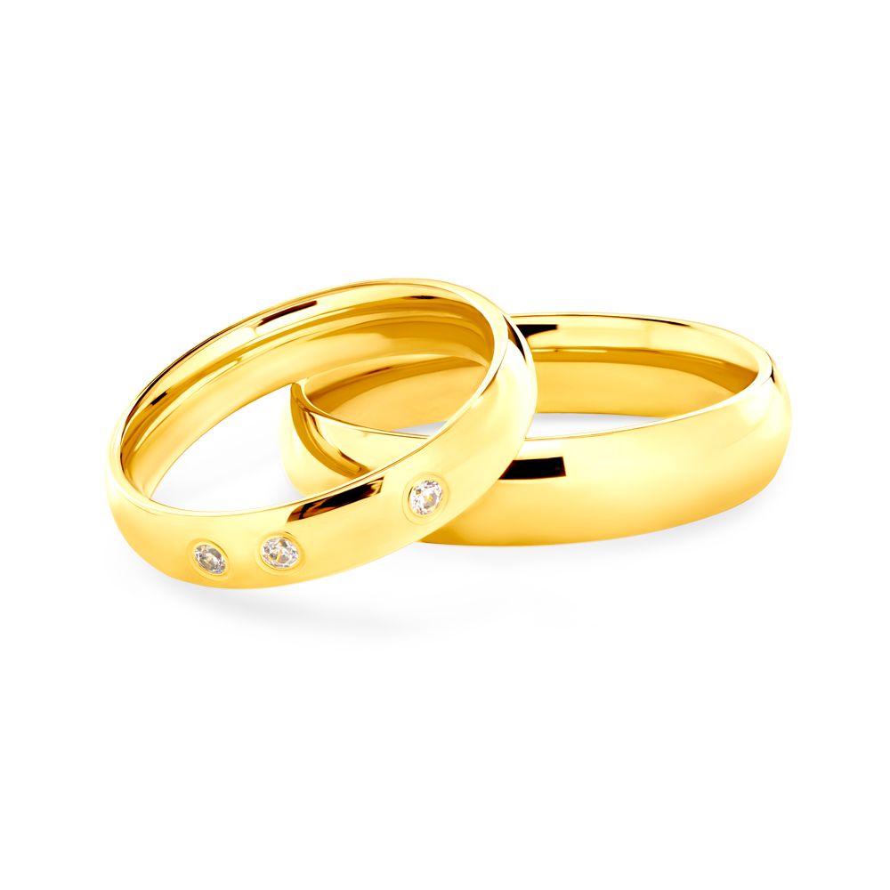 Svadobné obrúčky: žlté zlato, polguľaté, 4 mm