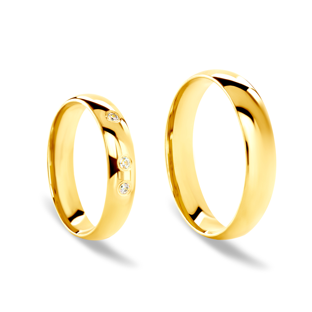 Obrączki ślubne: złote, półokrągłe, 4 mm