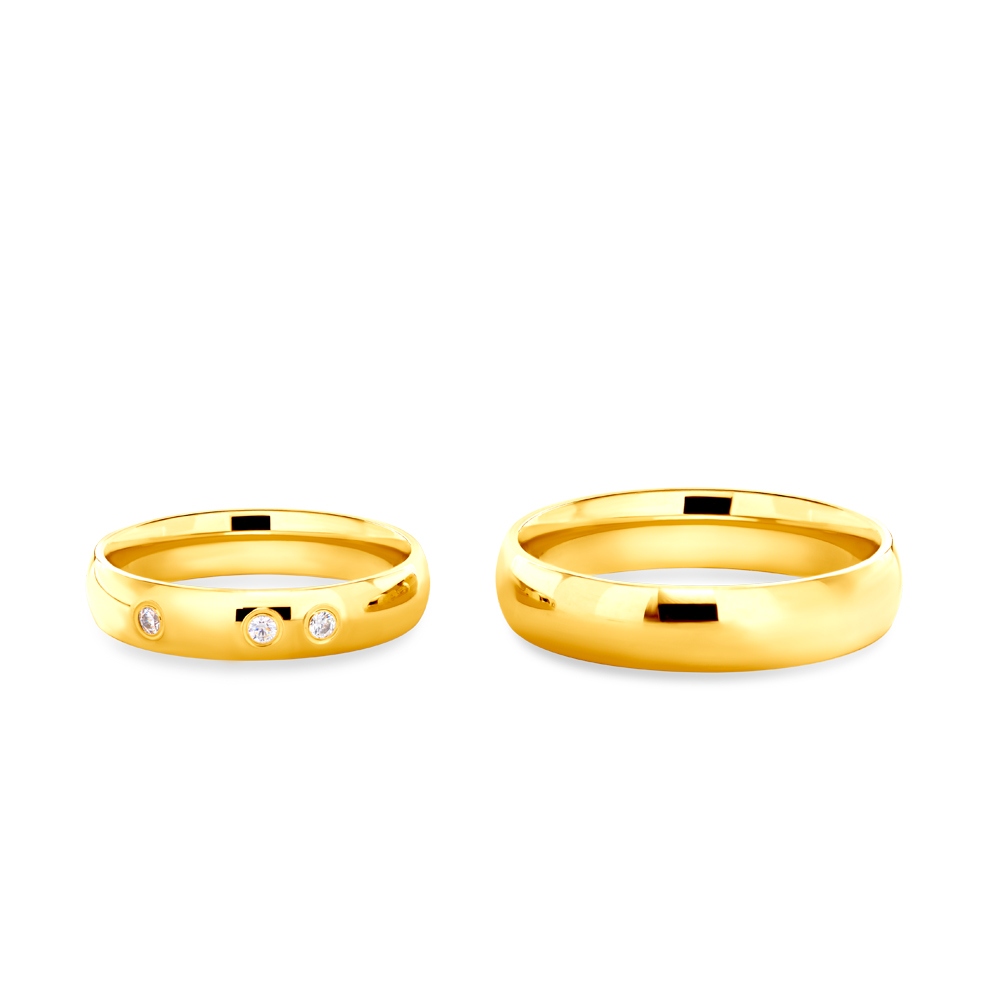 Obrączki ślubne: złote, półokrągłe, 4 mm