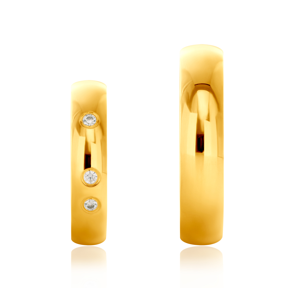 Obrączki ślubne: złote, półokrągłe, 4 mm