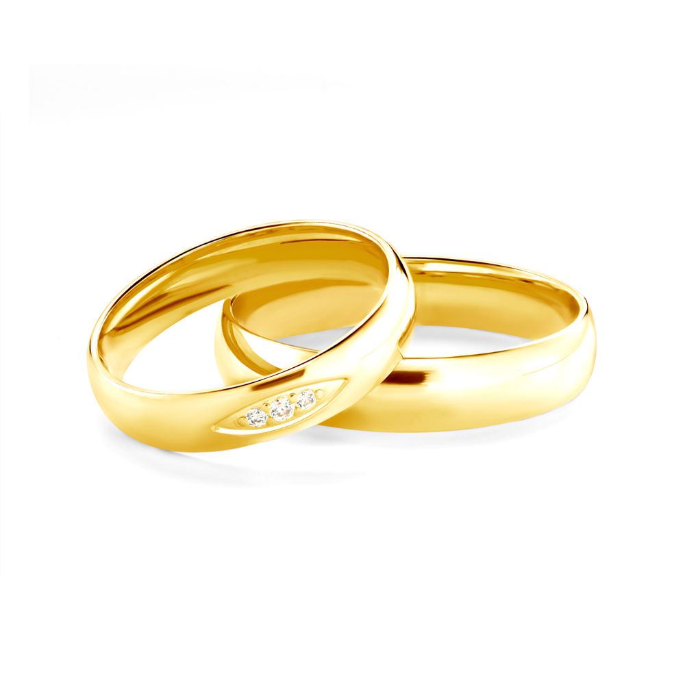 Snubní prsteny: žluté zlato, půlkulaté, 4 mm