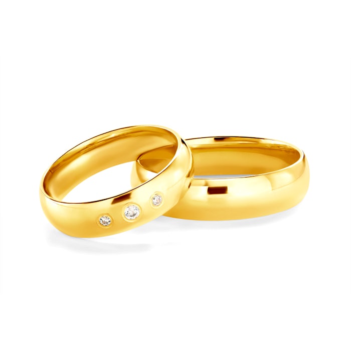 Svadobné obrúčky: zlaté, polkruhové, 5 mm