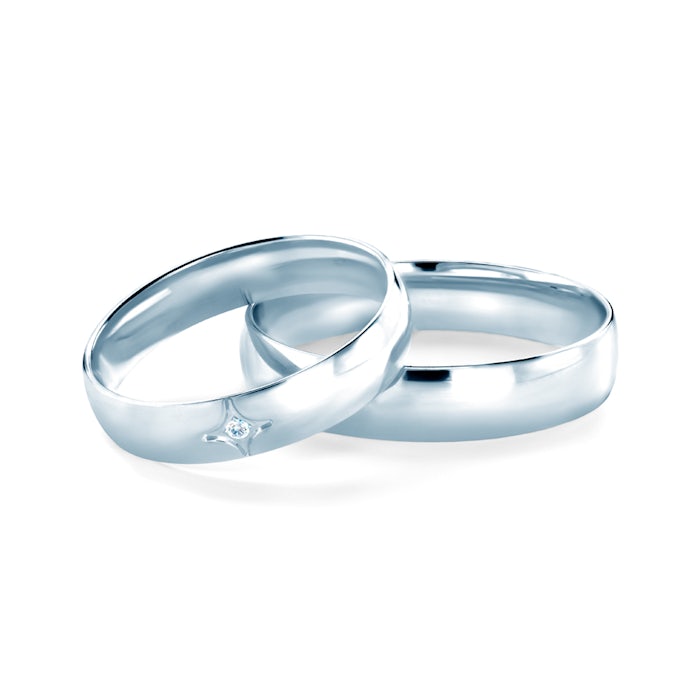 Snubní prsteny: bílé zlato, půlkulaté, 4 mm