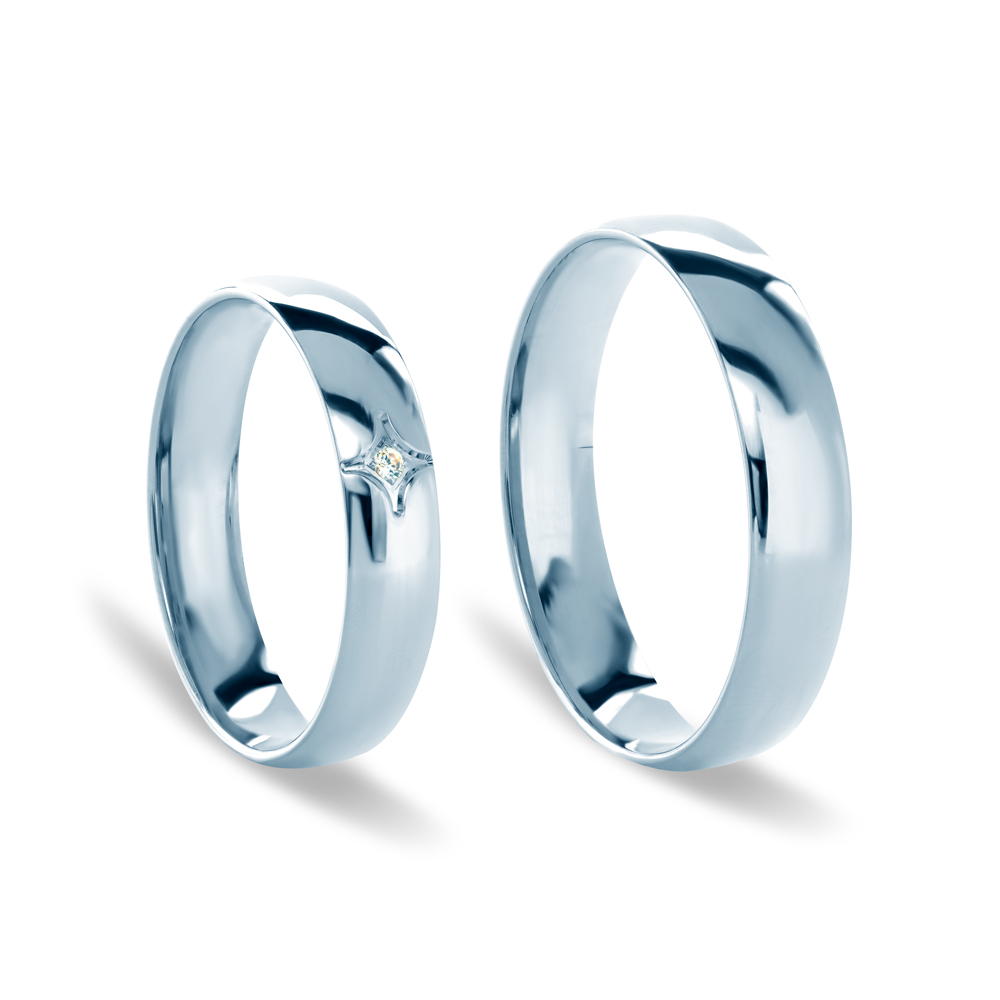 Obrączki ślubne: białe złoto, półokrągłe, 4 mm