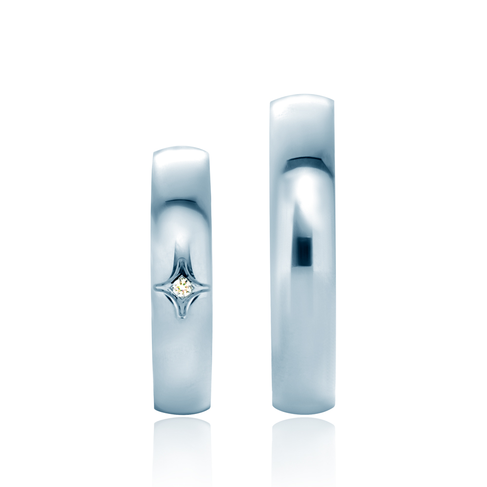 Obrączki ślubne: białe złoto, półokrągłe, 4 mm