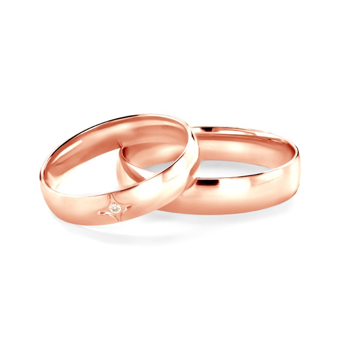 Snubní prsteny: růžové zlato, půlkulaté, 4 mm