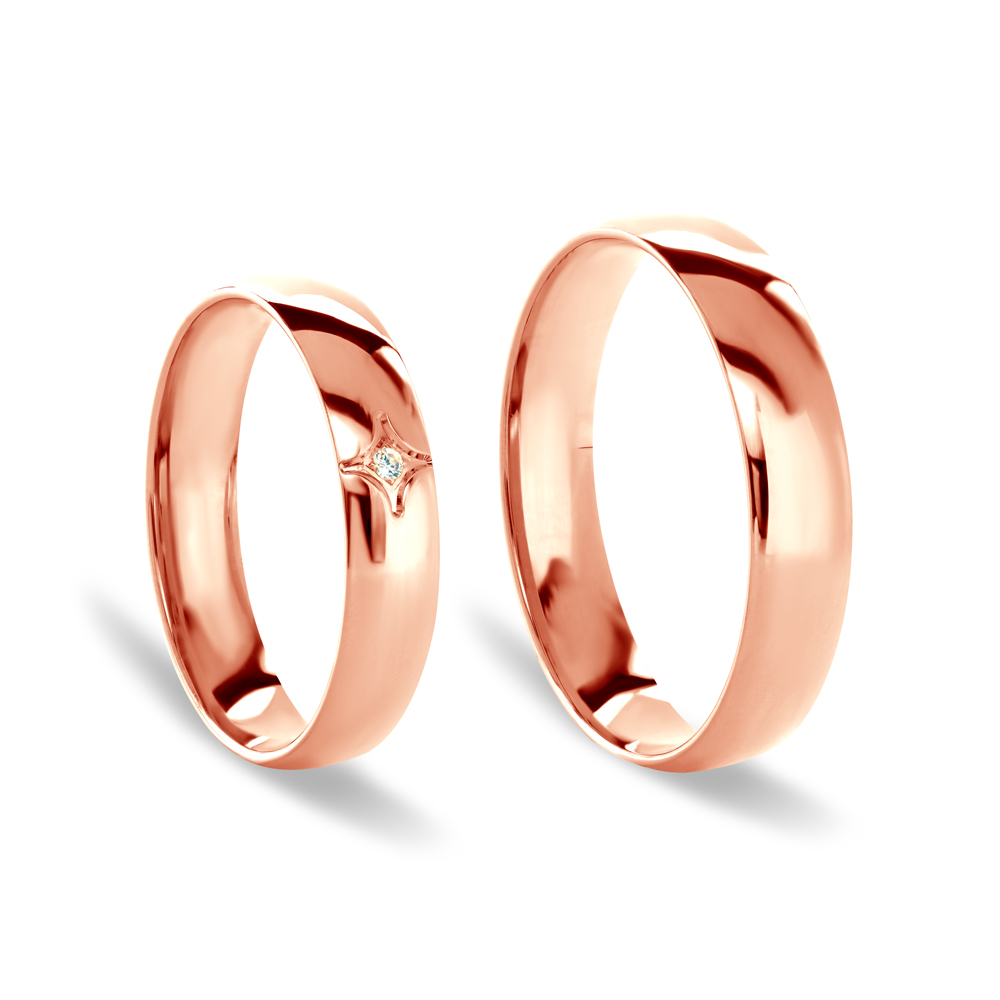 Obrączki ślubne: różowe złoto, półokrągłe, 4 mm