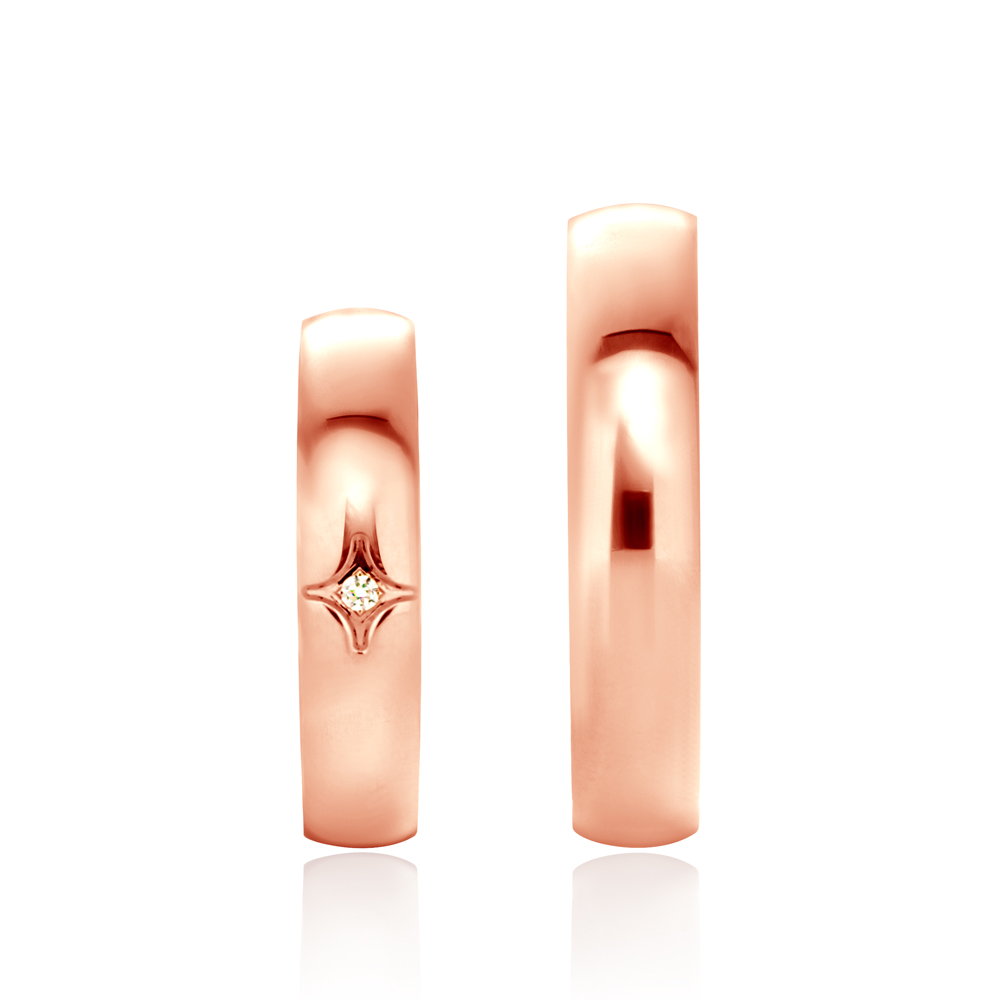 Obrączki ślubne: różowe złoto, półokrągłe, 4 mm