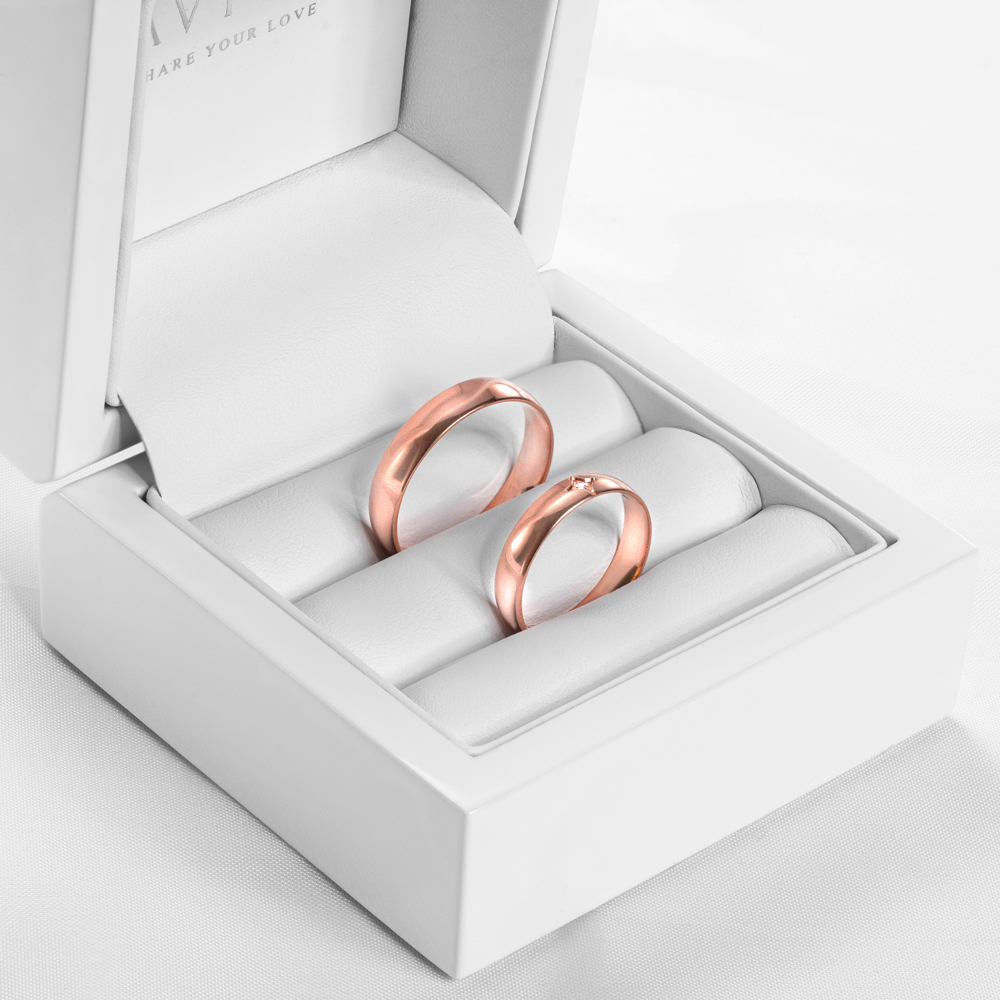 Obrączki ślubne: różowe złoto, półokrągłe, 4 mm