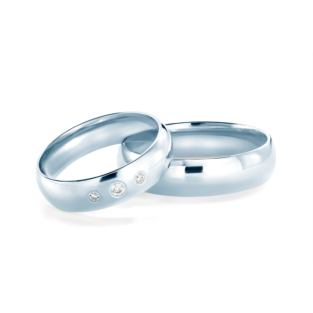 Snubní prsteny: bílé zlato, půlkulaté, 5 mm