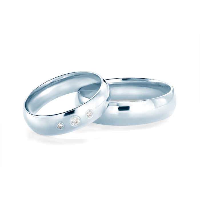 Snubní prsteny: bílé zlato, půlkulaté, 5 mm