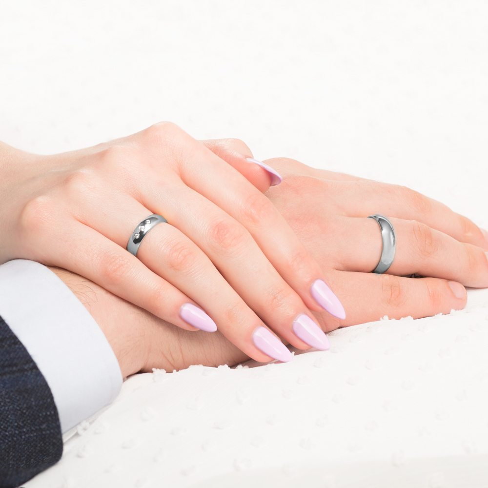 Obrączki ślubne: białe złoto, półokrągłe, 5 mm - 3