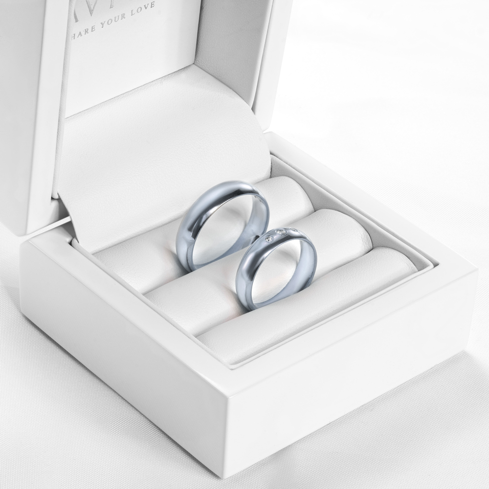 Obrączki ślubne: białe złoto, półokrągłe, 5 mm - 7