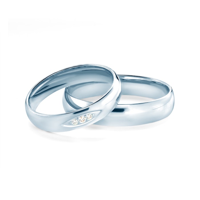 Snubní prsteny: bílé zlato, půlkulaté, 4 mm