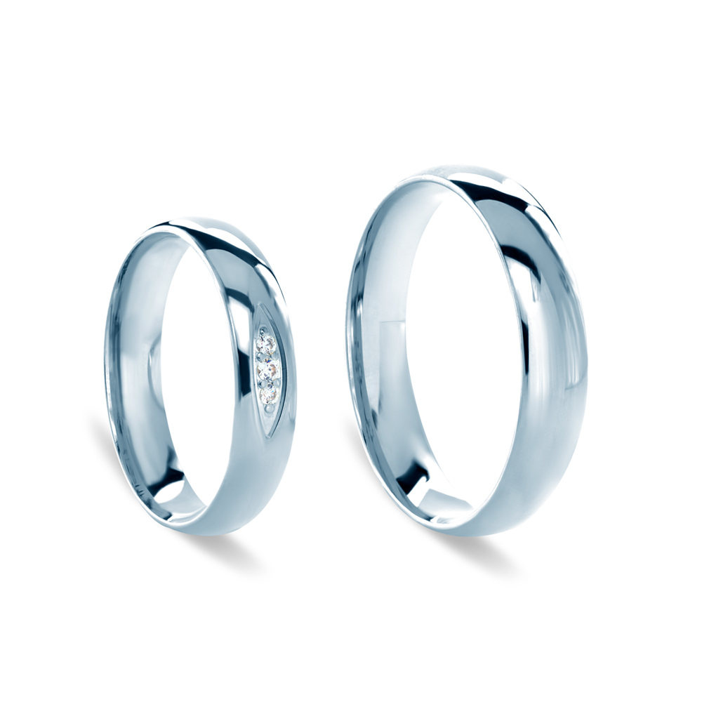 Obrączki ślubne: białe złoto, półokrągłe, 4 mm