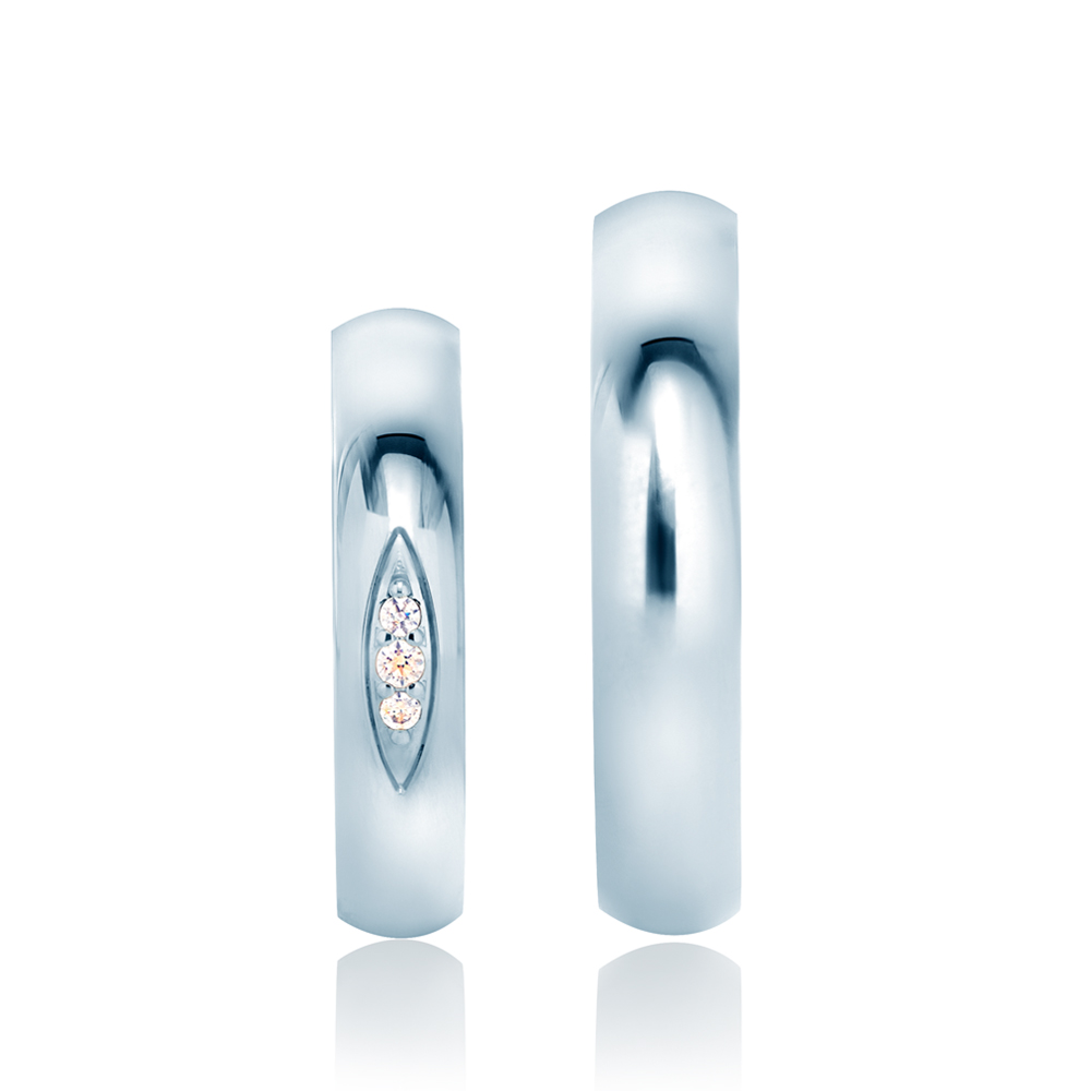 Obrączki ślubne: białe złoto, półokrągłe, 4 mm