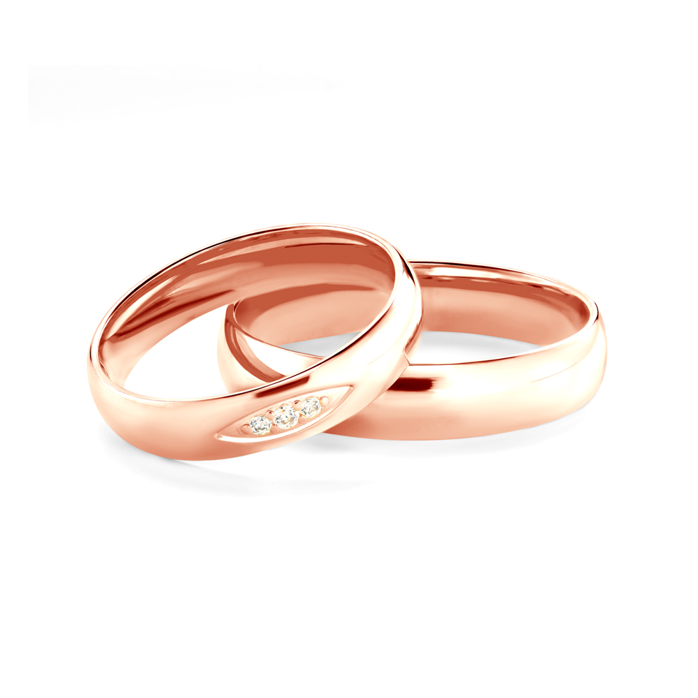 Snubní prsteny: růžové zlato, půlkulaté, 4 mm