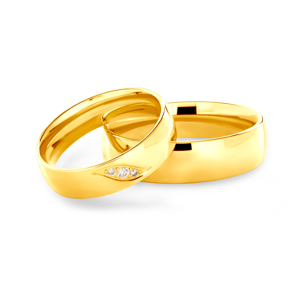 Wedding Rings: gold, D-Shaped, 5 mm