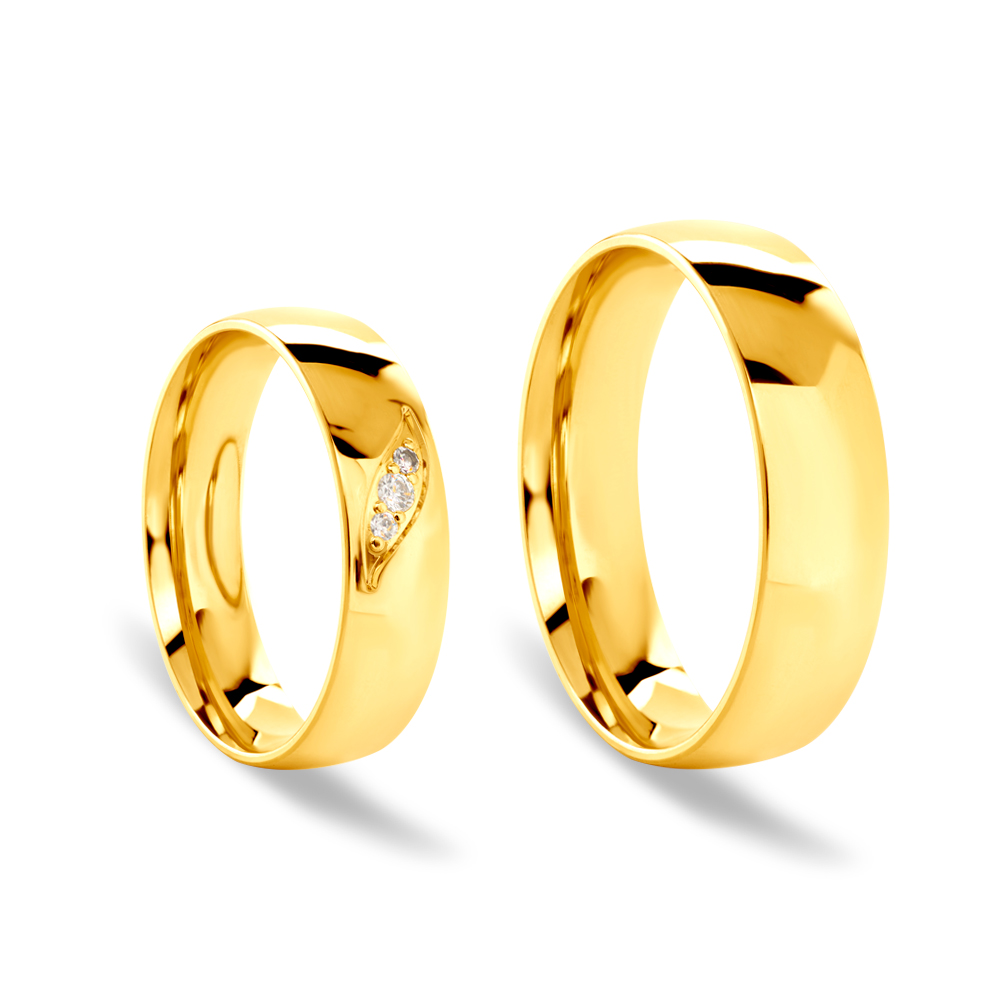 Obrączki ślubne: złote, półokrągłe, 5 mm