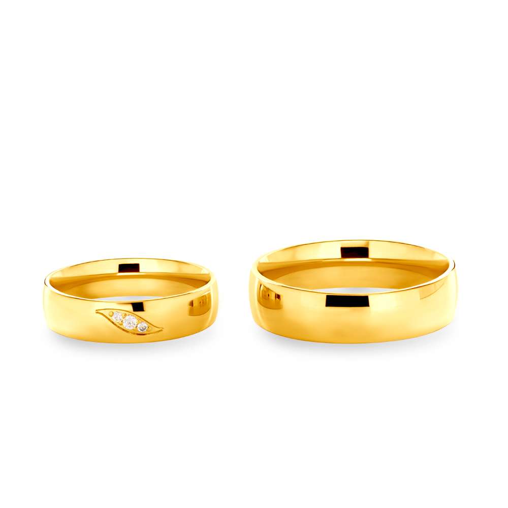 Obrączki ślubne: złote, półokrągłe, 5 mm