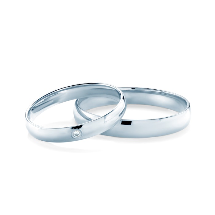 Snubní prsteny: bílé zlato, půlkulaté, 3 mm