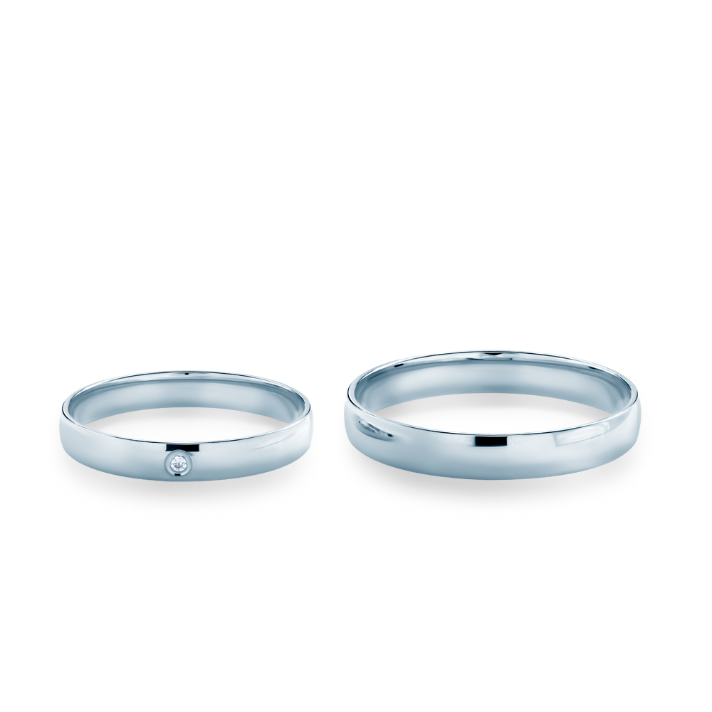 Eheringe: Weißgold, Halbrund, 3 mm