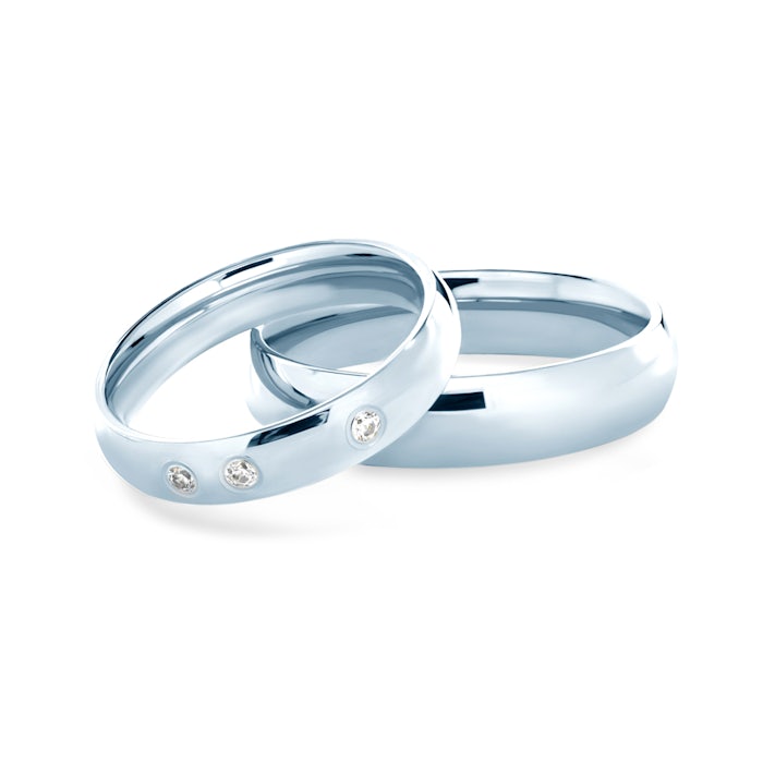 Snubní prsteny: bílé zlato, půlkulaté, 4 mm