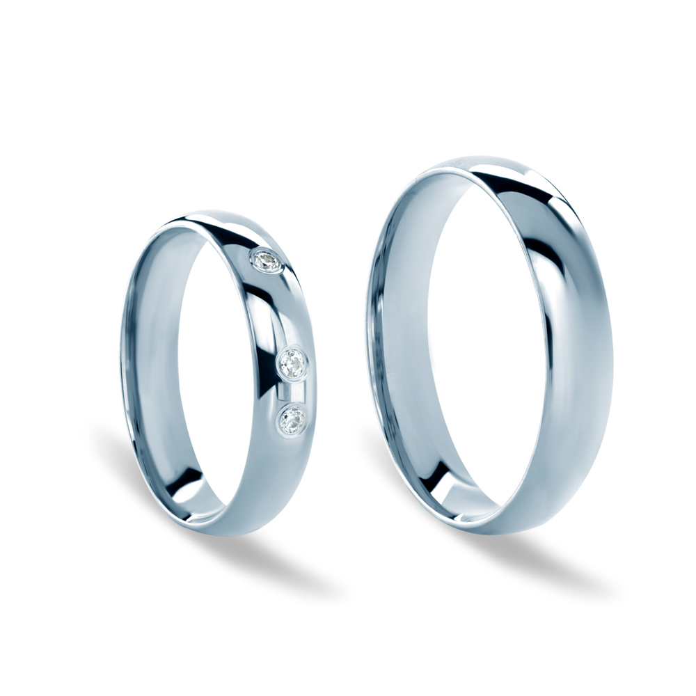 Obrączki ślubne: białe złoto, półokrągłe, 4 mm