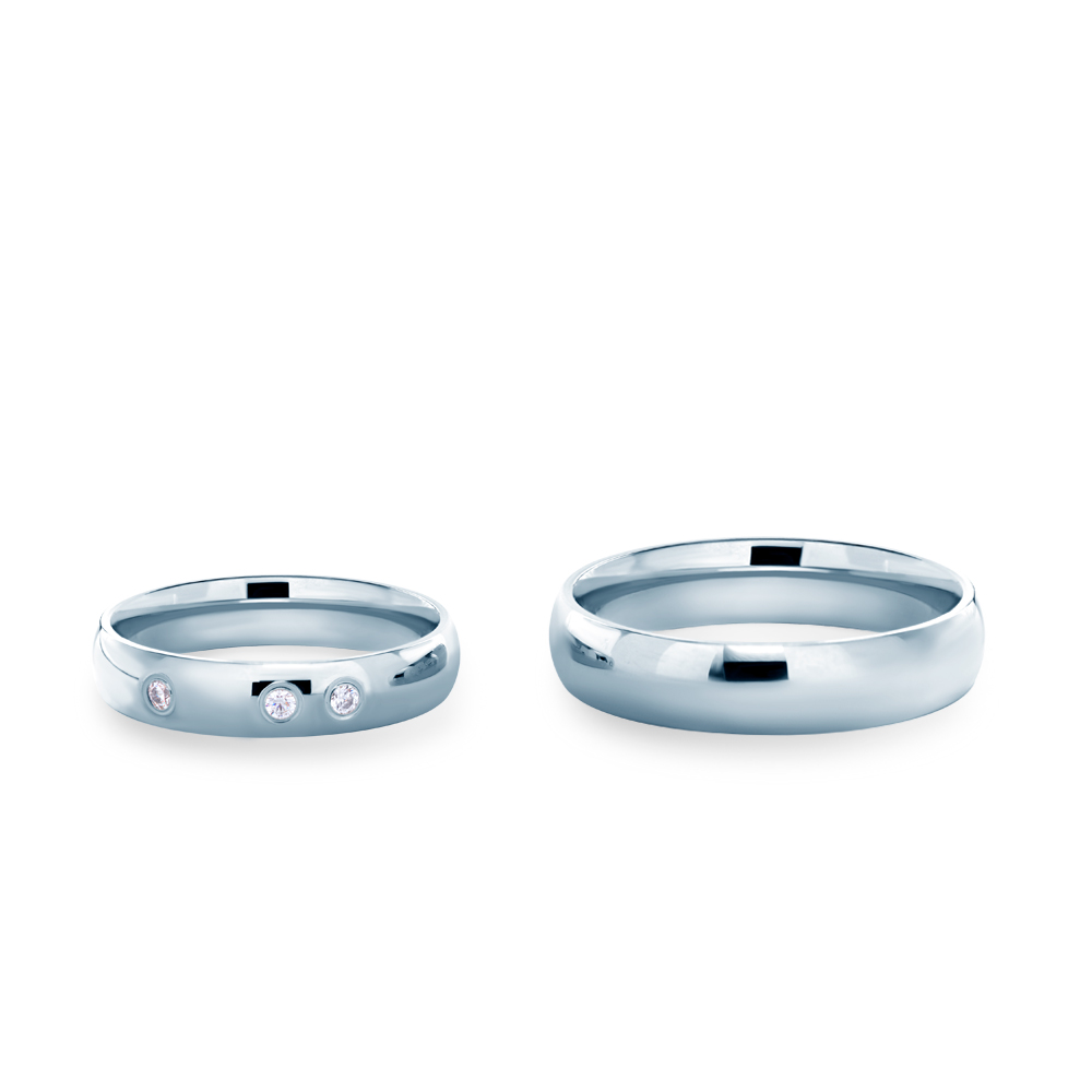 Obrączki ślubne: białe złoto, półokrągłe, 4 mm