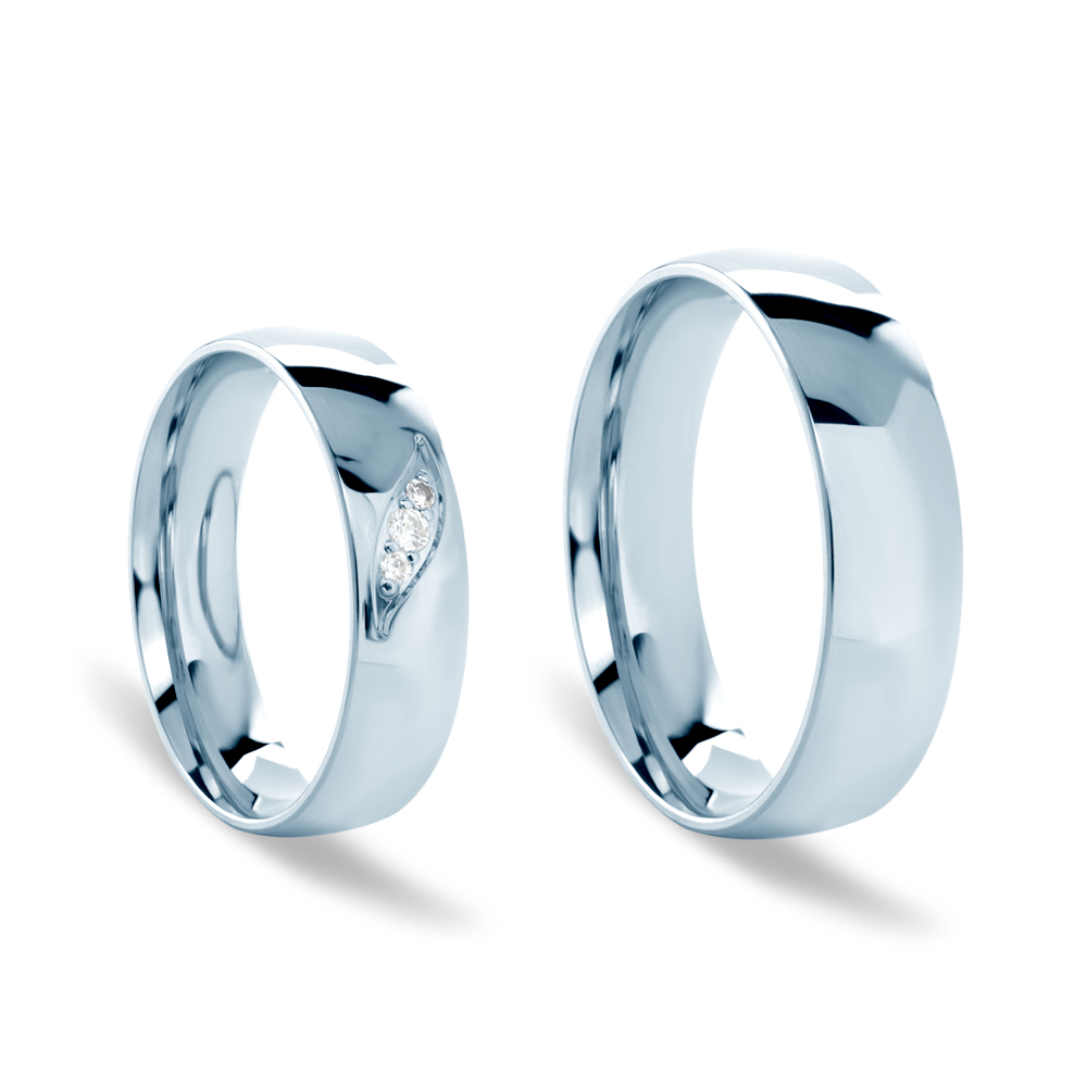 Obrączki ślubne: białe złoto, półokrągłe, 5 mm