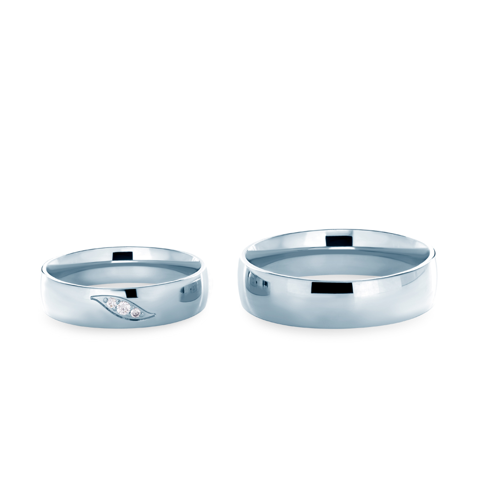 Obrączki ślubne: białe złoto, półokrągłe, 5 mm