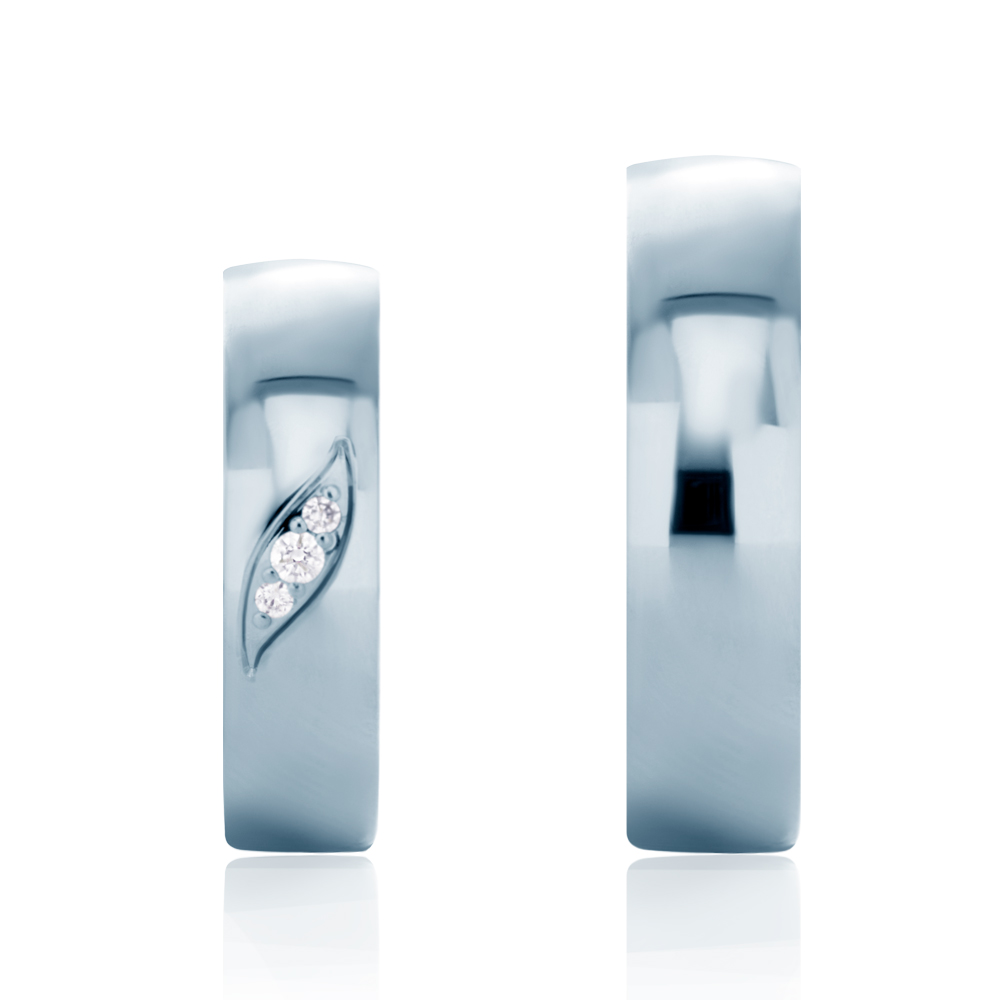 Obrączki ślubne: białe złoto, półokrągłe, 5 mm