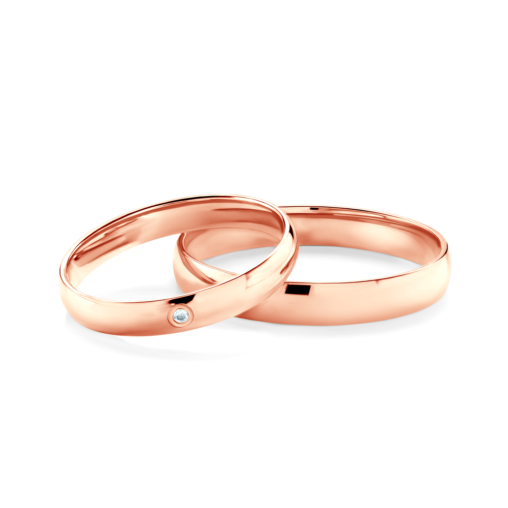 Obrączki ślubne: różowe złoto, półokrągłe, 3 mm