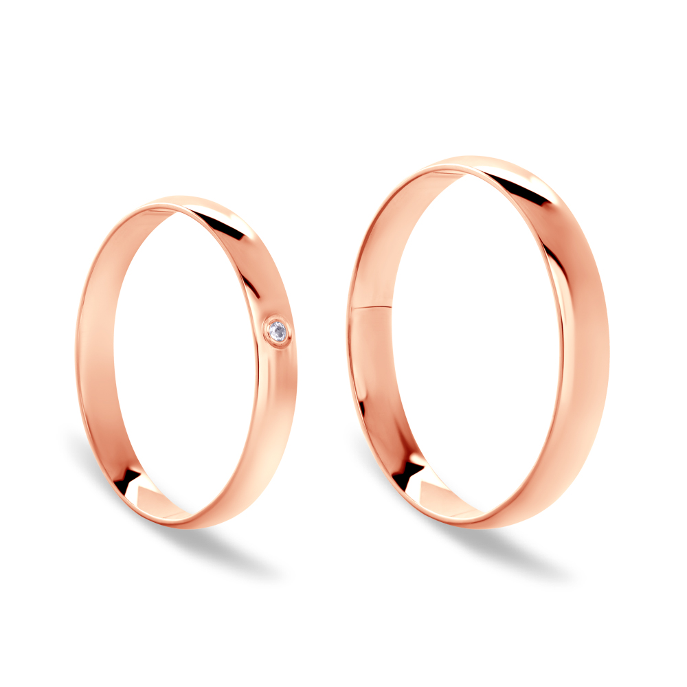 Obrączki ślubne: różowe złoto, półokrągłe, 3 mm