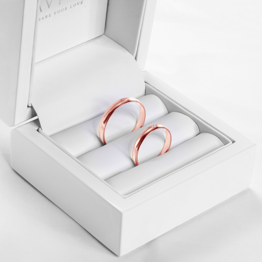 Obrączki ślubne: różowe złoto, półokrągłe, 3 mm