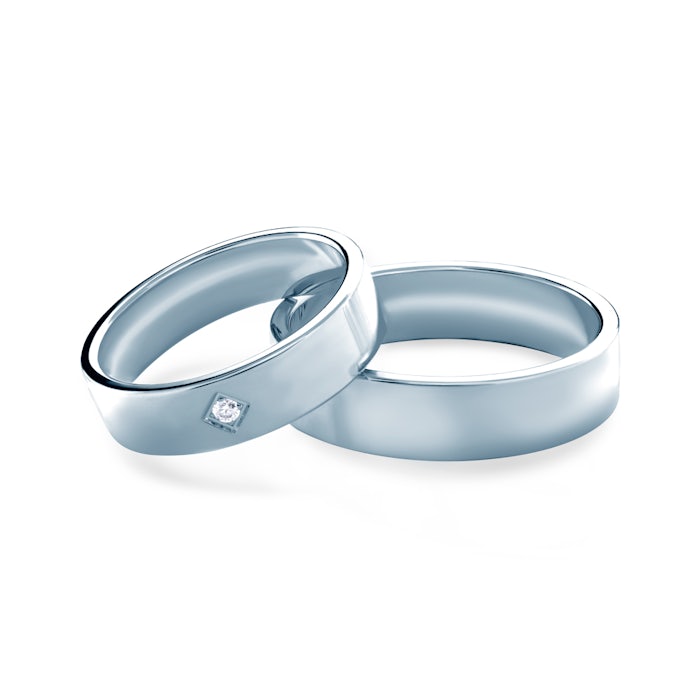 Snubní prsteny: bílé zlato, ploché, 5 mm