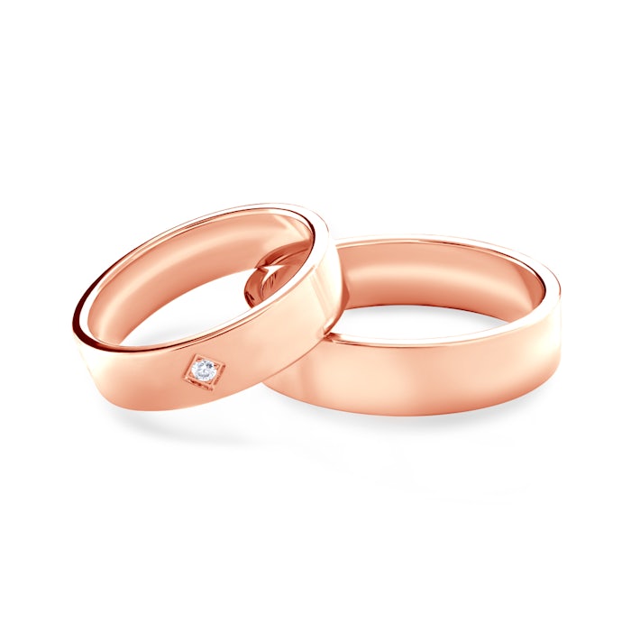 Obrączki ślubne: różowe złoto, płaskie, 5 mm