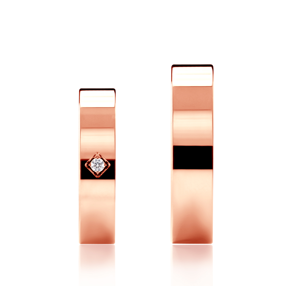 Obrączki ślubne: różowe złoto, płaskie, 5 mm - 6