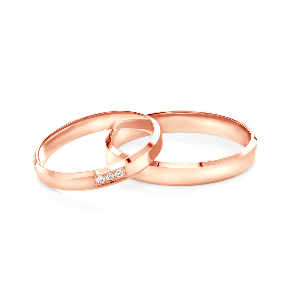 Snubní prsteny: růžové zlato, s drážkou, 3 mm