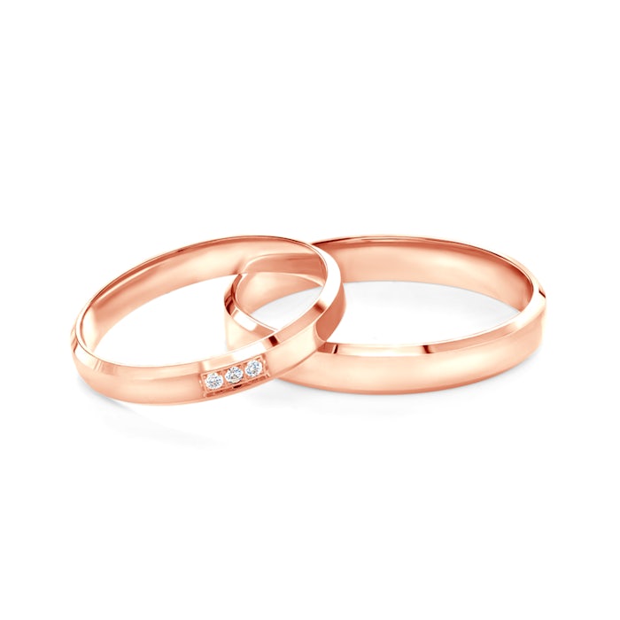 Snubní prsteny: růžové zlato, s drážkou, 3 mm