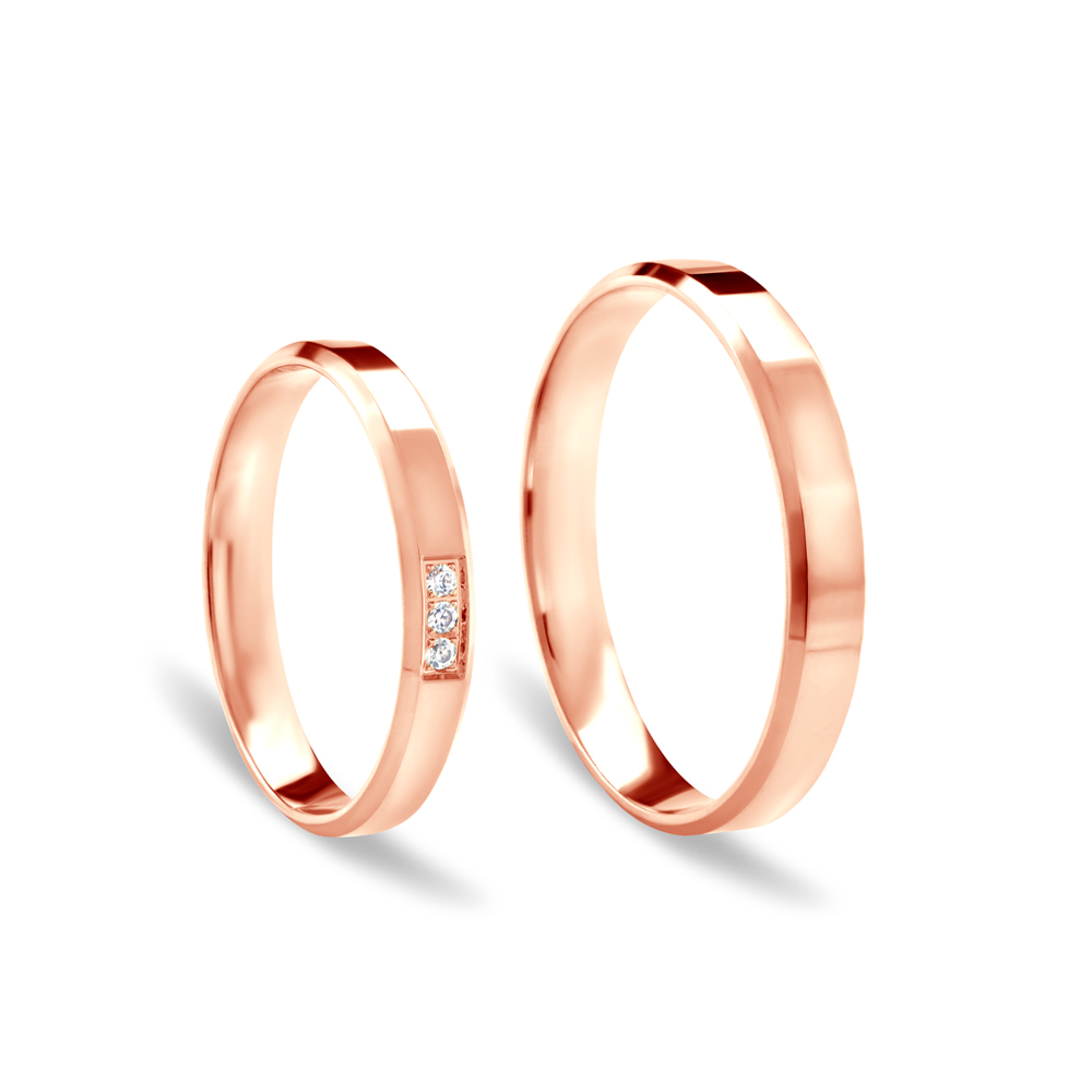 Eheringe: Roségold, mit Fase, 3 mm - 4