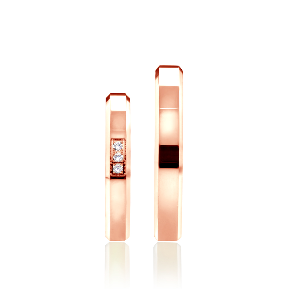 Eheringe: Roségold, mit Fase, 3 mm - 6