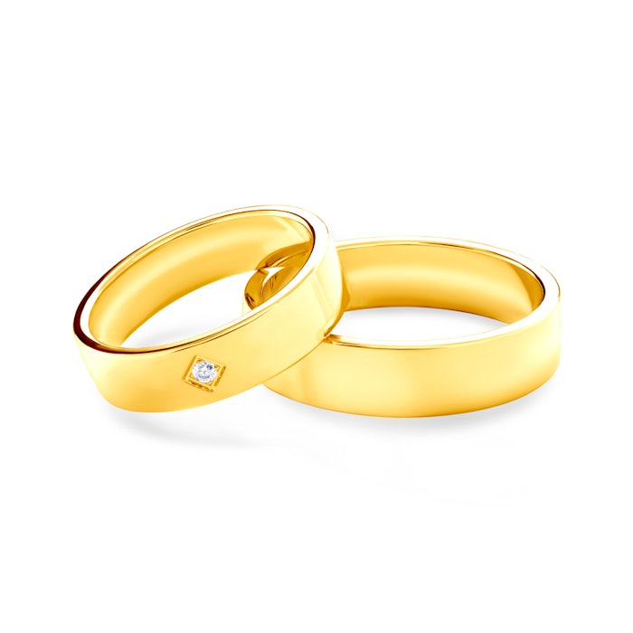 Snubní prsteny: žluté zlato, ploché, 5 mm