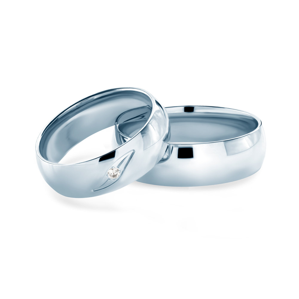 Snubní prsteny: bílé zlato, půlkulaté, 6 mm