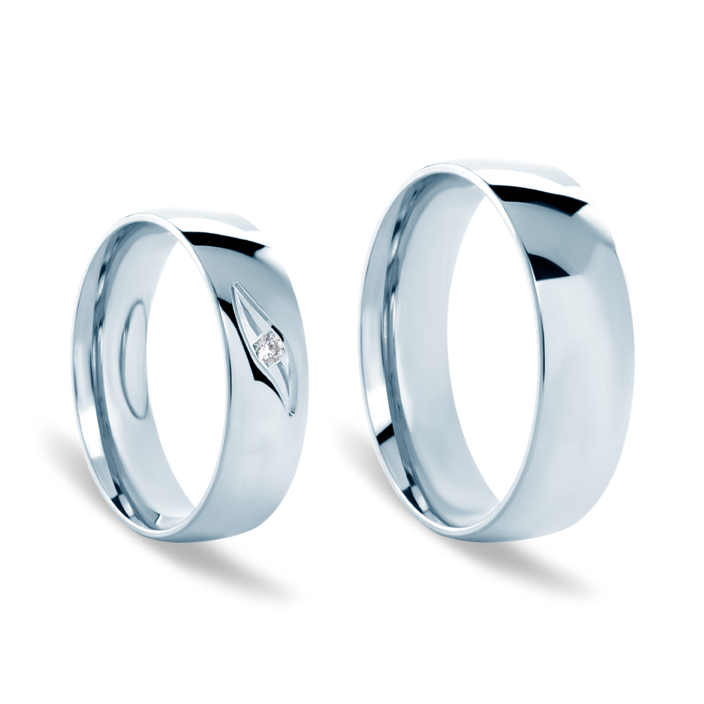 Obrączki ślubne: białe złoto, półokrągłe, 6 mm