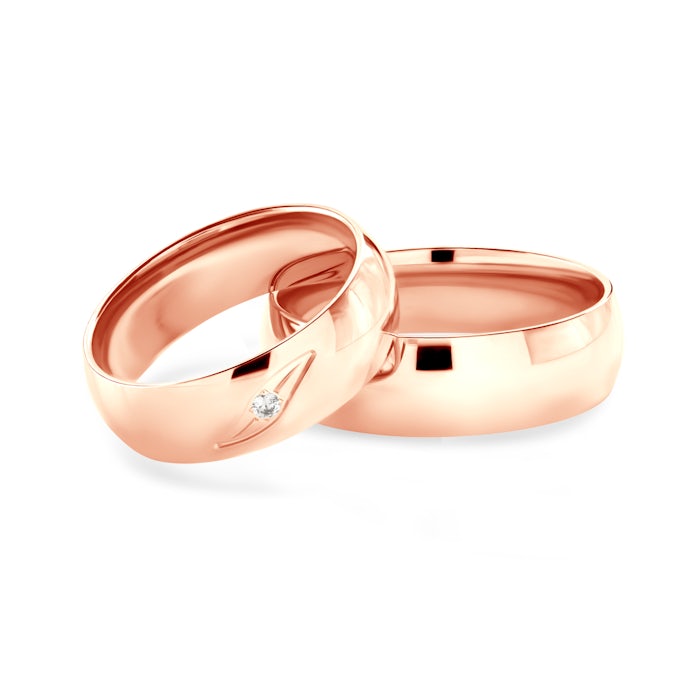 Snubní prsteny: růžové zlato, půlkulaté, 6 mm