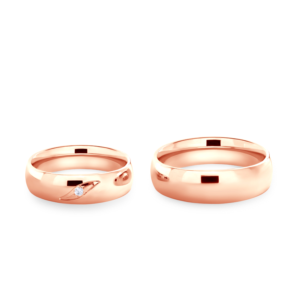 Eheringe: Roségold, Halbrund, 6 mm - 4