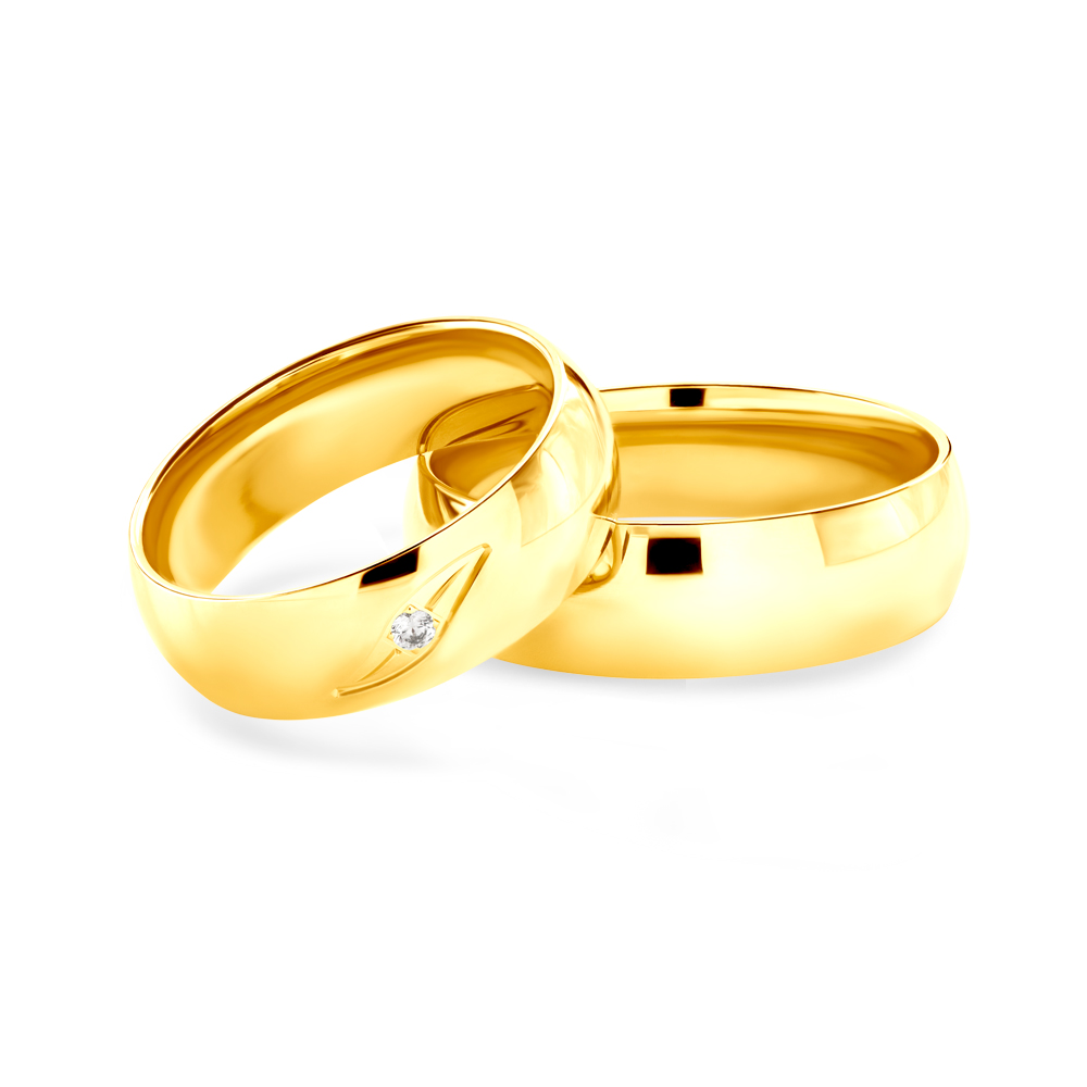 Snubní prsteny: žluté zlato, půlkulaté, 6 mm