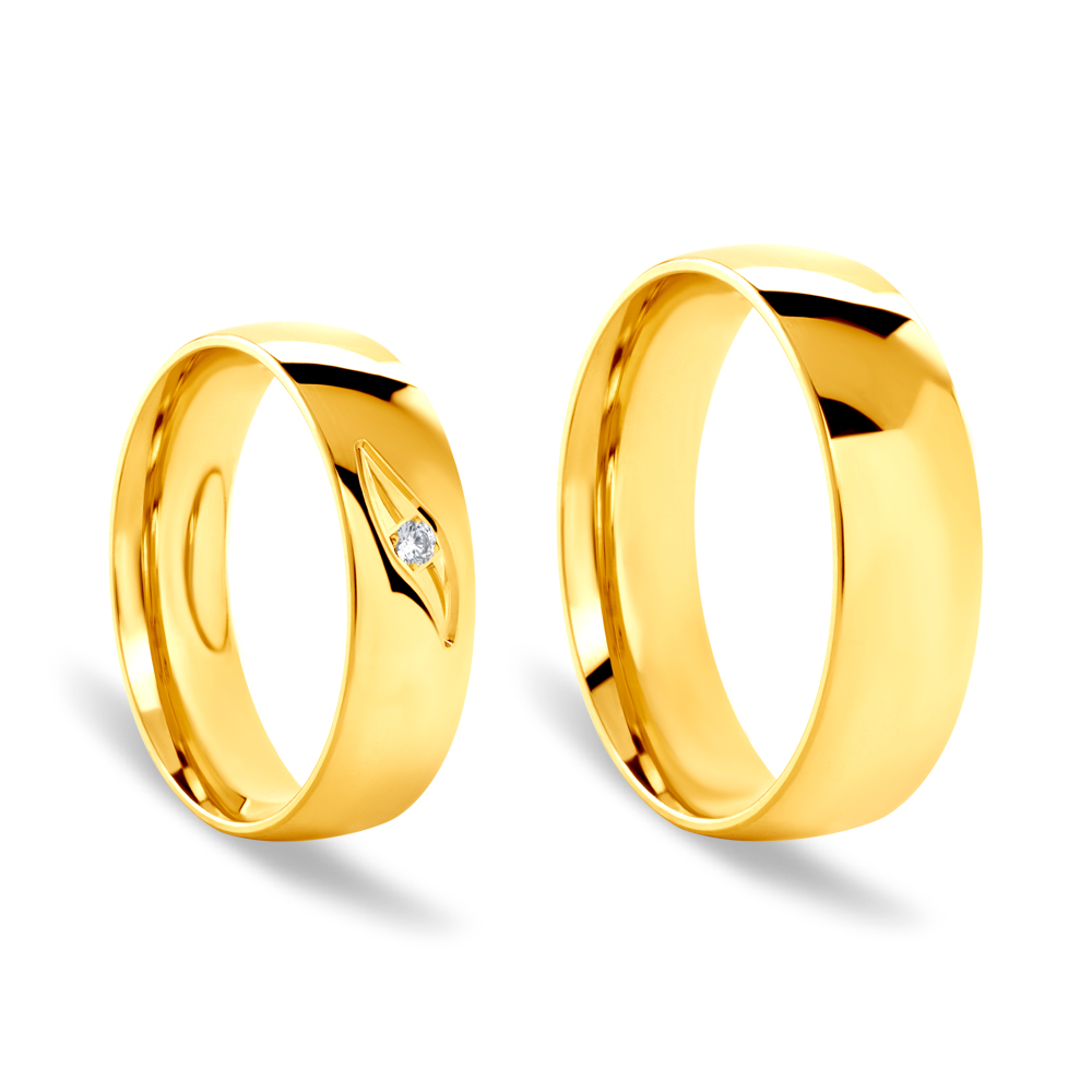 Obrączki ślubne: złote, półokrągłe, 6 mm